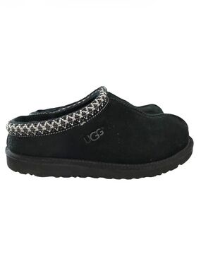 UGG Black Suede Slip-On Clog with Woven Trim